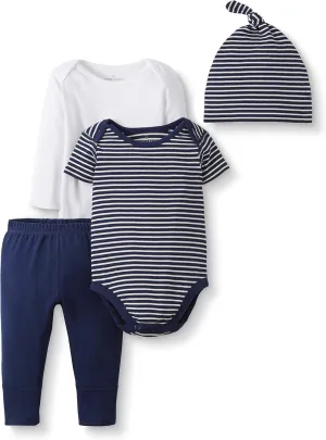 Moon and Back Hanna Andersson Baby Girls' Organic Cotton Bodysuit, Pant and Cap Gift Set
