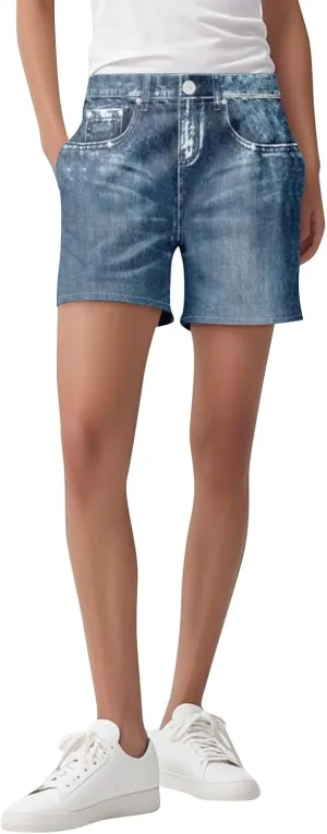 NBXNZWF Jean Shorts for Women High Waisted 2025 Summer Casual Denim Shorts Straight Leg Ripped Stretchy Jorts with Pockets