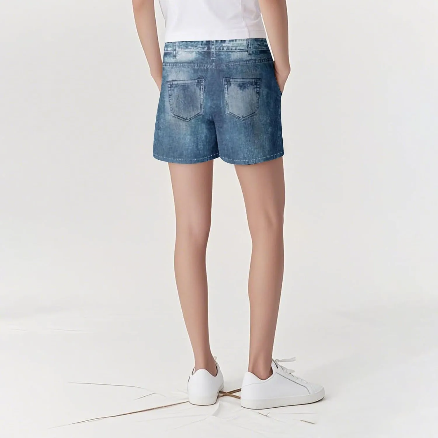 NBXNZWF Jean Shorts for Women High Waisted 2025 Summer Casual Denim Shorts Straight Leg Ripped Stretchy Jorts with Pockets