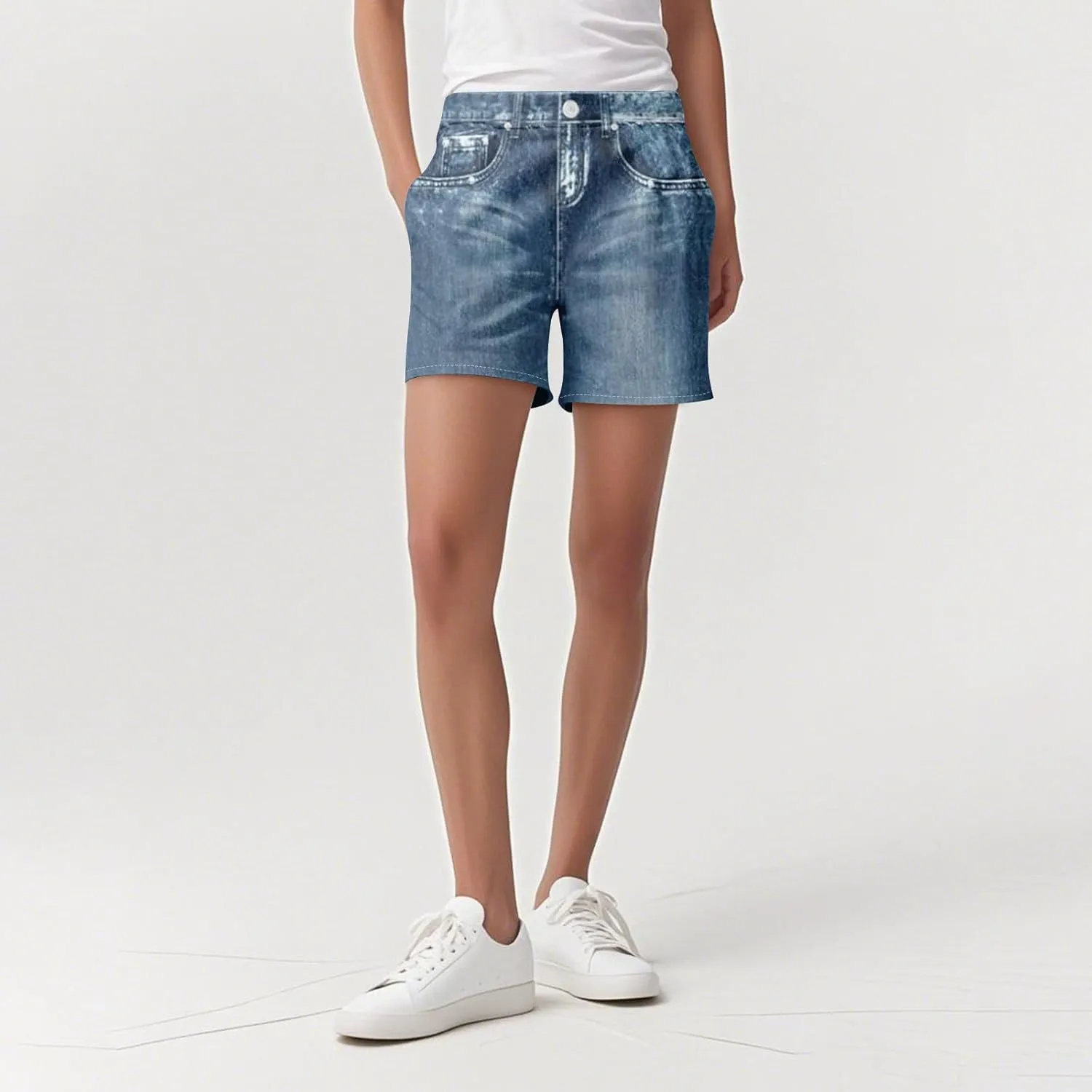 NBXNZWF Jean Shorts for Women High Waisted 2025 Summer Casual Denim Shorts Straight Leg Ripped Stretchy Jorts with Pockets