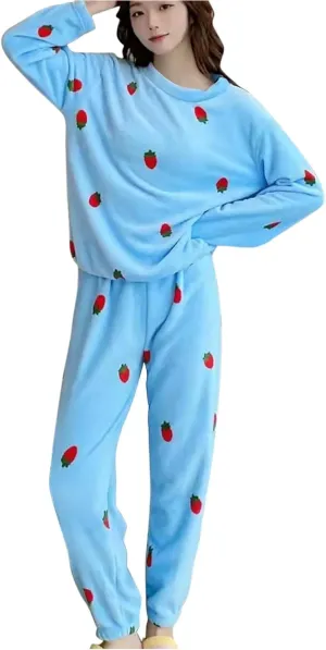 Pajama Sets for Women 2 Piece Fuzzy Fleece Sleepwear Set Long Sleeve Top and Casual Jogger Pants Winter Lounge Sets