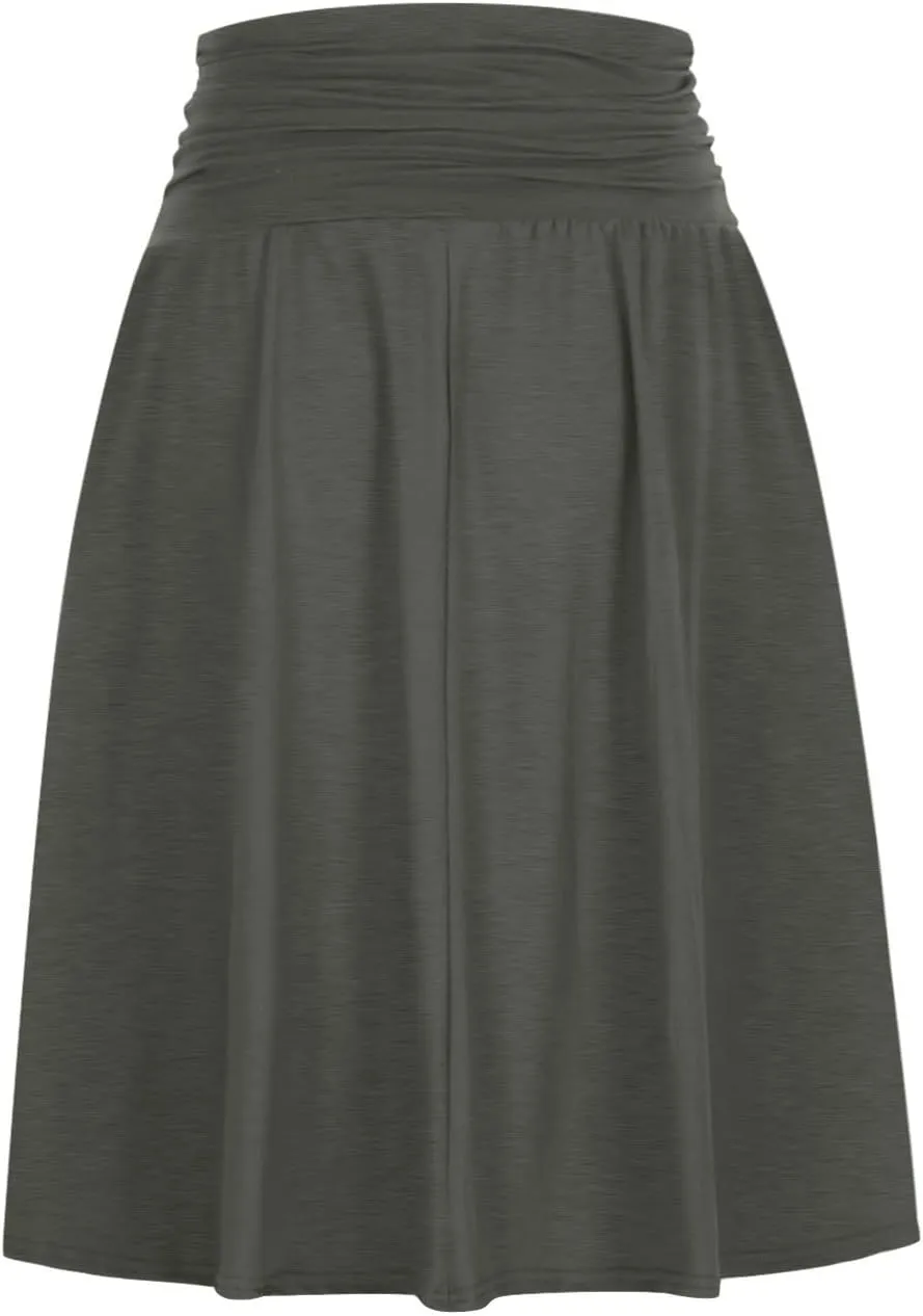 Pleated Skirt Women High Waisted Flowy Mini Skirts Casual Comfy Solid Color Half Skirt Soft Ruffle a Line Skirts