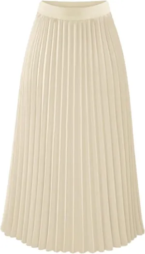 Pleated Skirts for Women Elegant High Waist a Line Skirt Fall Winter Casual Loose Fit Midi Skirt Trendy Long Skirt