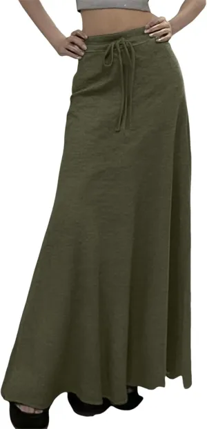 Plus Size Skirt for Summer Casual Slim Fit Trendy Stretchy High Elastic Waist Flowy Flare Long Skirts for Women