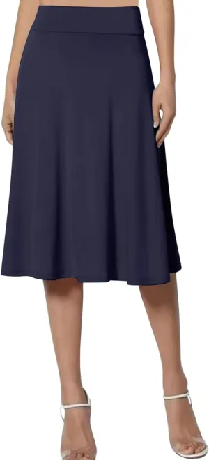 Plus Size Skirt for Women High Waist Business Workout Knee Length Satin A-Line Loose Casual Dress Skirts for Women
