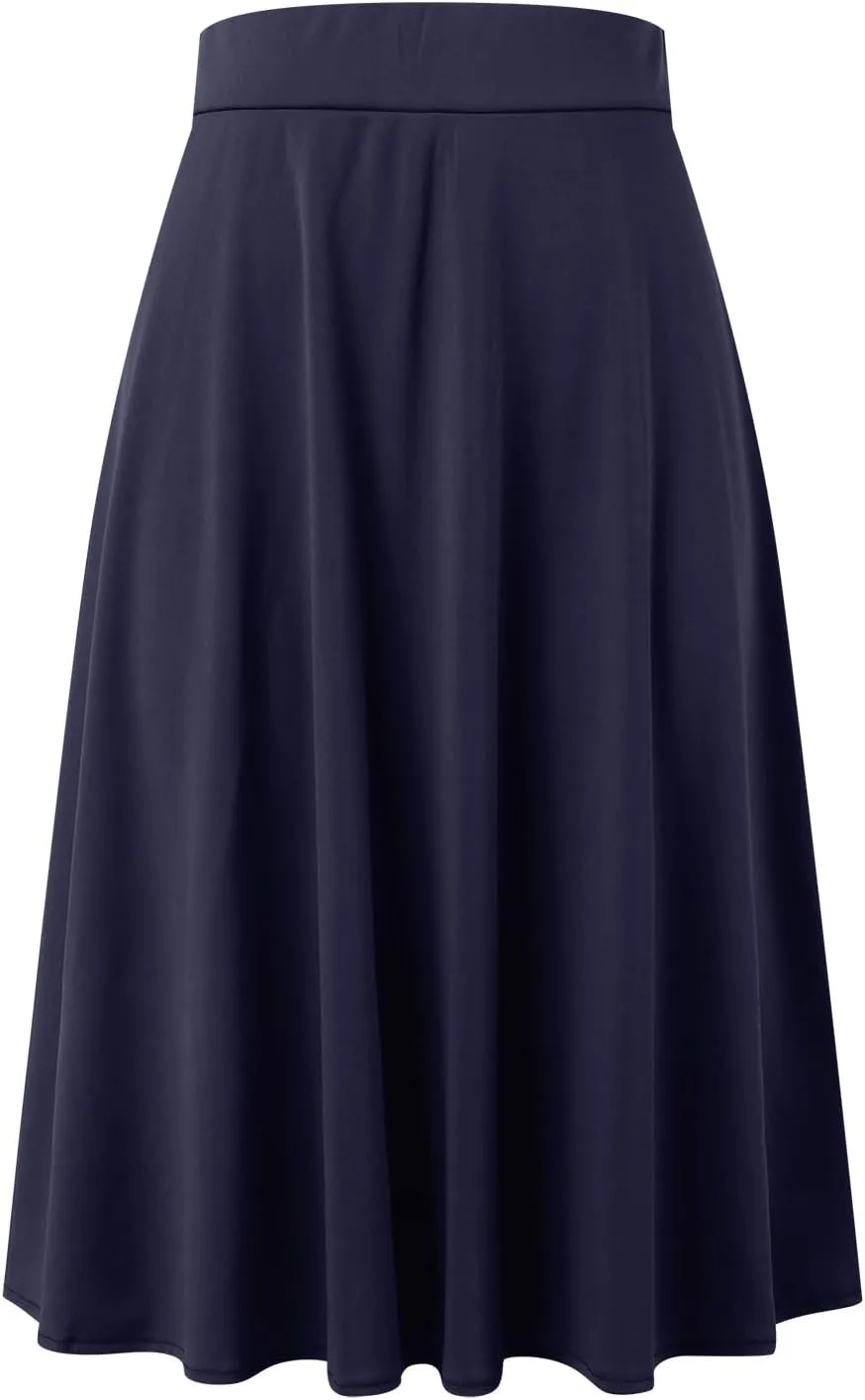Plus Size Skirt for Women High Waist Business Workout Knee Length Satin A-Line Loose Casual Dress Skirts for Women