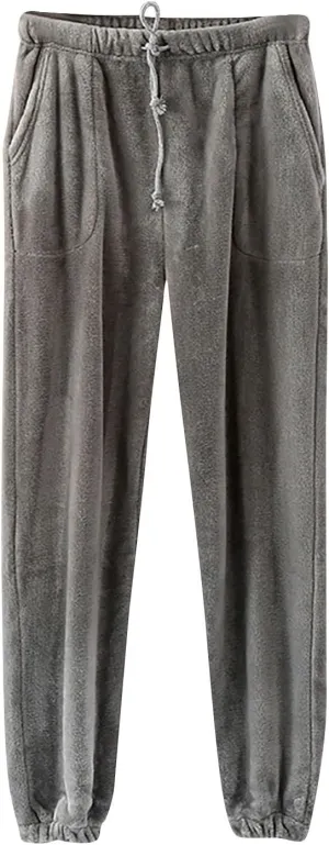 Plush Pajama Pants for Women Fluffy Fleece Lounge Pants Fuzzy Warm Pj Bottoms Cozy Fuzzy Flannel Loungewear Pants