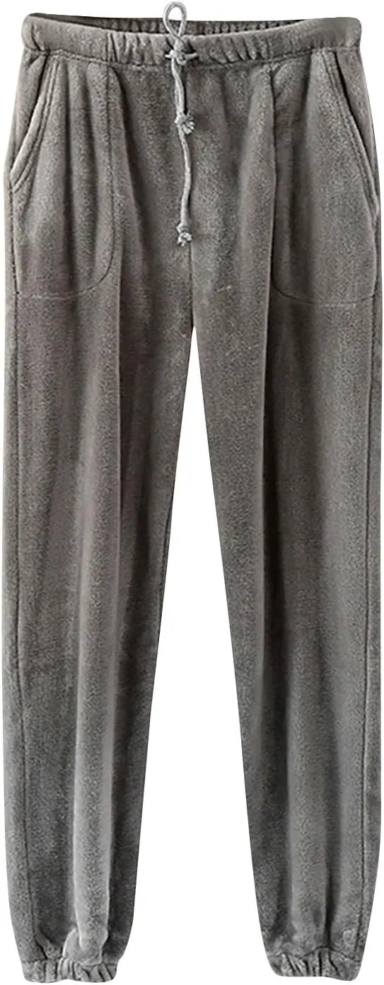 Plush Pajama Pants for Women Fluffy Fleece Lounge Pants Fuzzy Warm Pj Bottoms Cozy Fuzzy Flannel Loungewear Pants