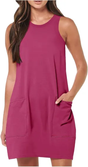 PTOLOCIF Womens T Shirt Dresses Casual Sleeveless Crewneck Mini Shift Work Dress Summer Sundress Spring Fashion Outfits