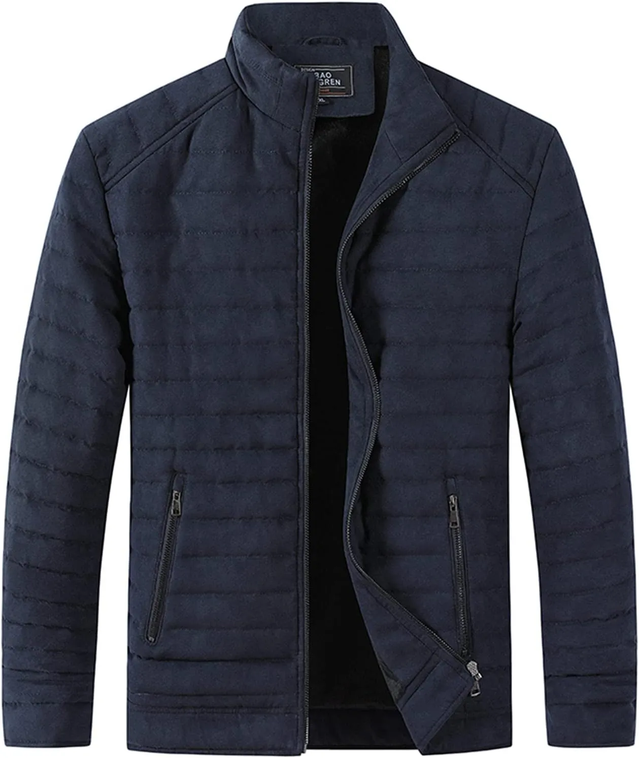Puffer Jacket for Men, Insulated Full Zip Long Sleeve Puffer Jackets with Pockets Fall Jackets Long Hooded Down Jacket Men