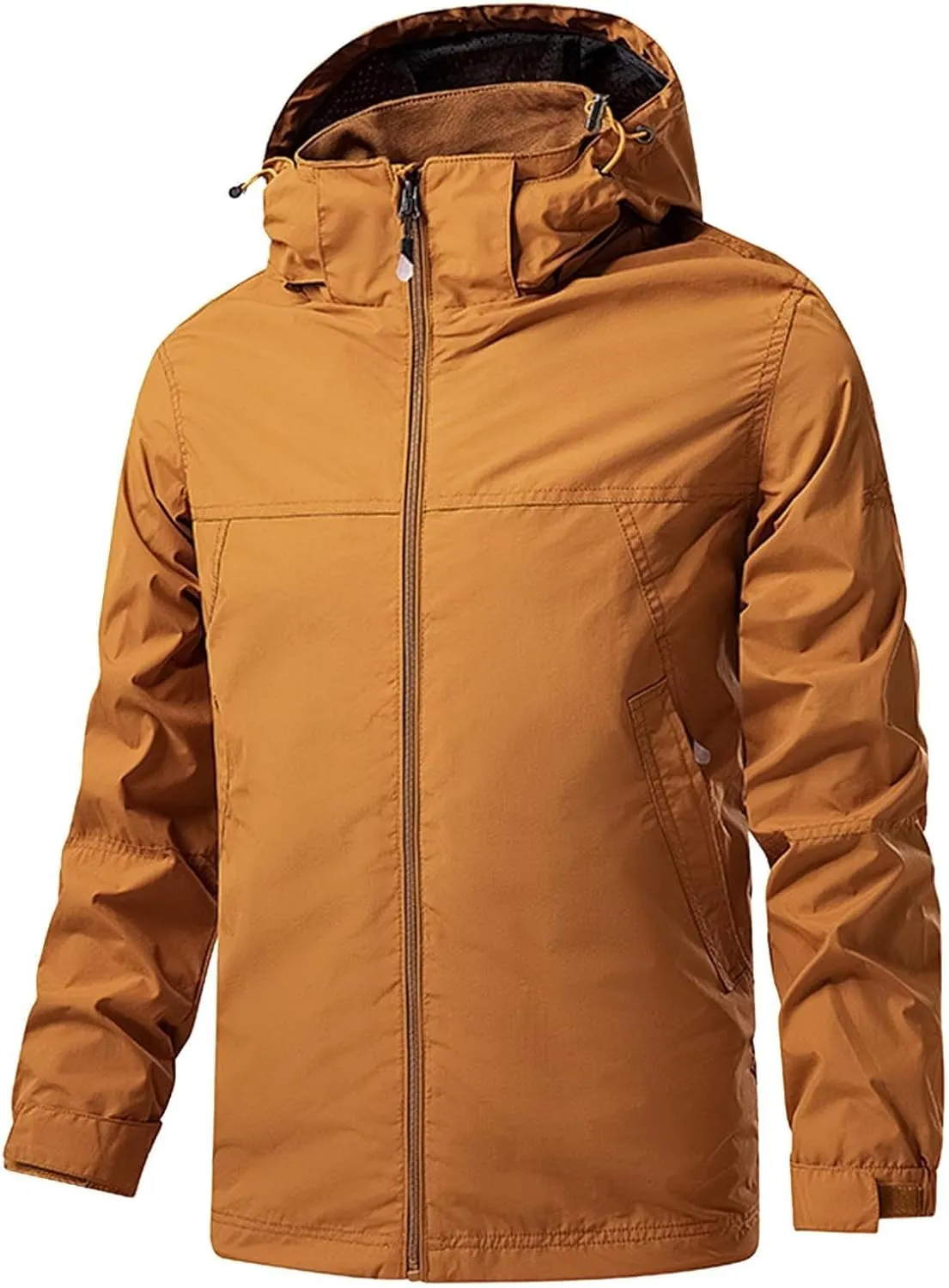 Rain Jacket Mens Lightweight Waterproof Casual Bomber Windbreaker Coat Full Zip Hooded Warm Jackets for Hiking Travel