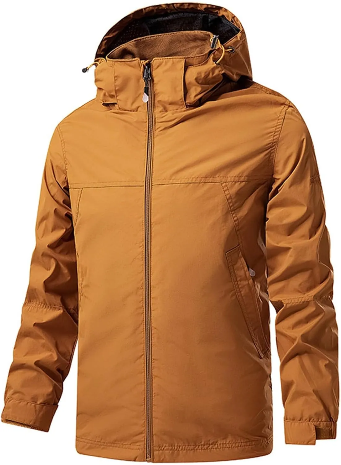 Rain Jacket Mens Lightweight Waterproof Casual Bomber Windbreaker Coat Full Zip Hooded Warm Jackets for Hiking Travel