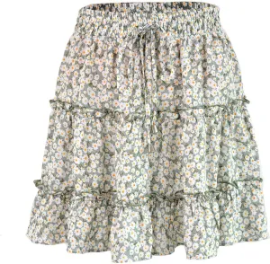 Skorts for Women Dressy Casual Pleated Flowy Mini Skirt High Waisted A Line Short Skirt Summer Beach Hawaii Outfits