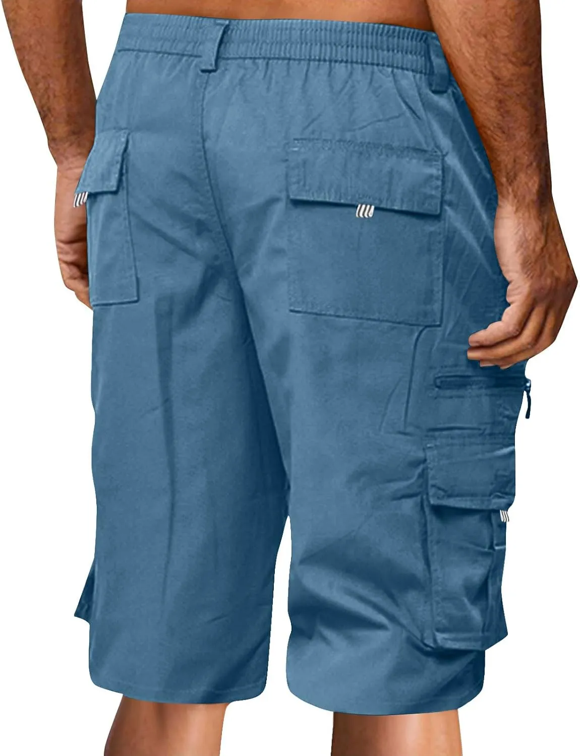 Stretch Cargo Shorts for Men Button Lightweight Wide Leg Work Shorts Summer Outdoor Multi Pockets Travel Hiking Pants