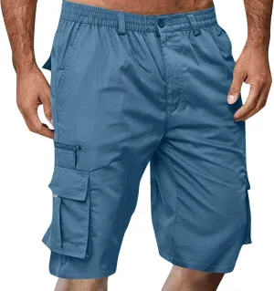 Stretch Cargo Shorts for Men Button Lightweight Wide Leg Work Shorts Summer Outdoor Multi Pockets Travel Hiking Pants