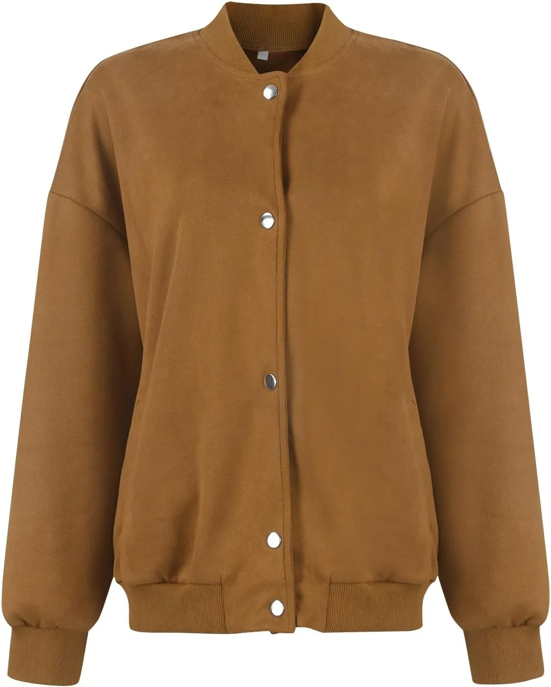 Suede Jacket Women Button Down Bomber Jacket Dressy Casual Varsity Moto Shackets with Pockets Fall Coat Y2k Clothes