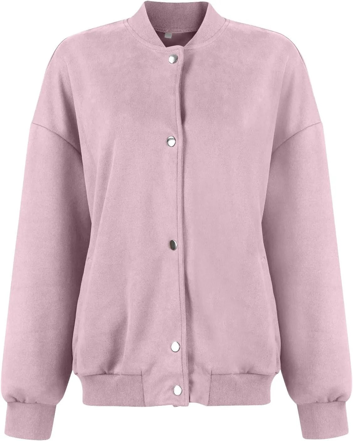 Suede Jacket Women Button Down Bomber Jacket Dressy Casual Varsity Moto Shackets with Pockets Fall Coat Y2k Clothes