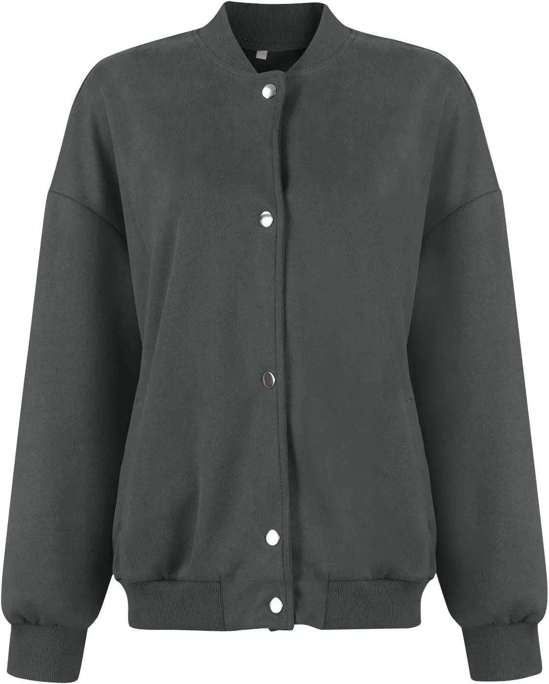 Suede Jacket Women Button Down Bomber Jacket Dressy Casual Varsity Shackets with Pockets Fall Coat Y2k Clothes