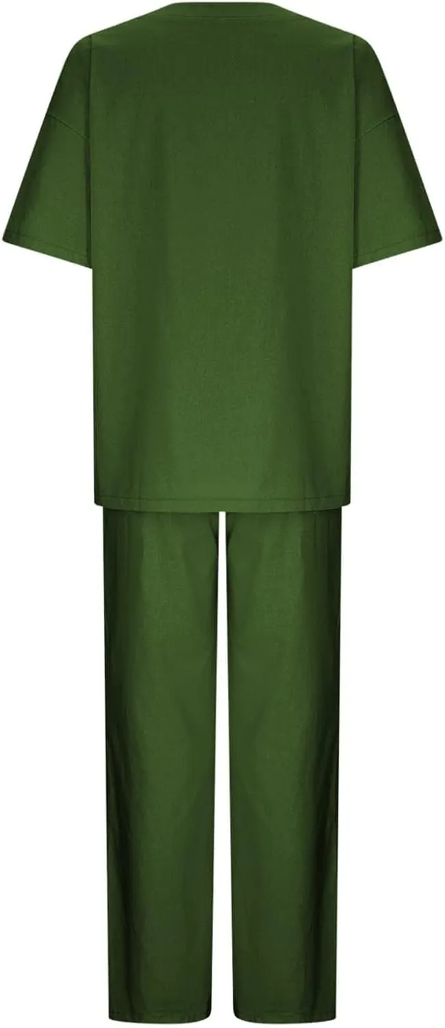 Summer 2 Piece Outfits for Women Cotton Linen Set Boyfriend Oversized T Shirts Wide Leg Pants Summer Beach Tracksuit