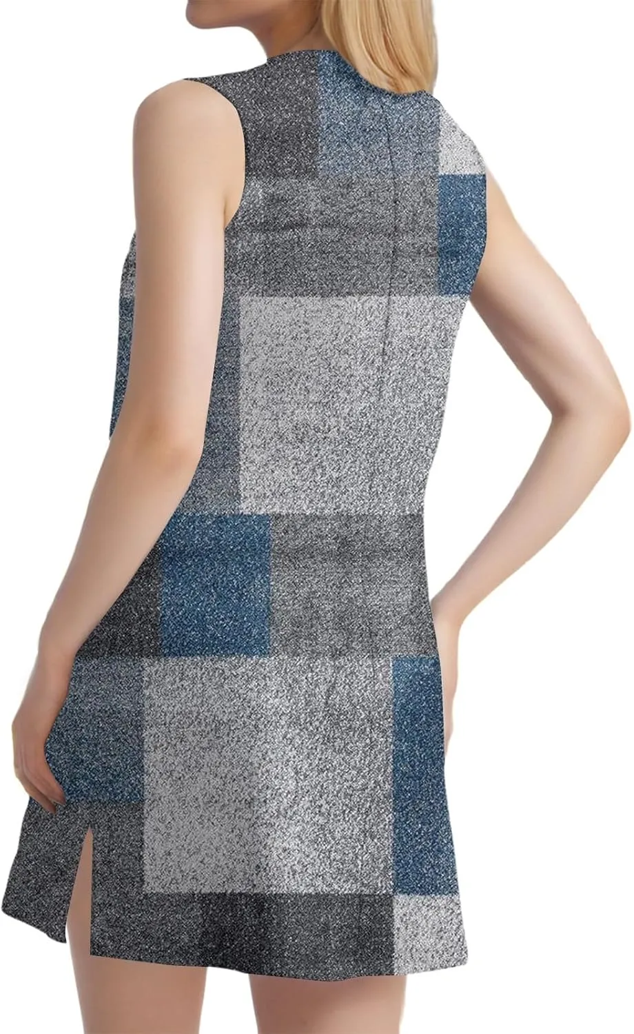 Summer Dresses for Women 2025 Casual V Neck Sleeveless Sundresses Color Block Printed Tank Beach Dresses with Split
