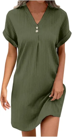 Sundresses for Women Summer Short Sleeve Comfy Travel Dresses Beach Wear Prom Maxi Trendy Spring Vacation Clothes 2025