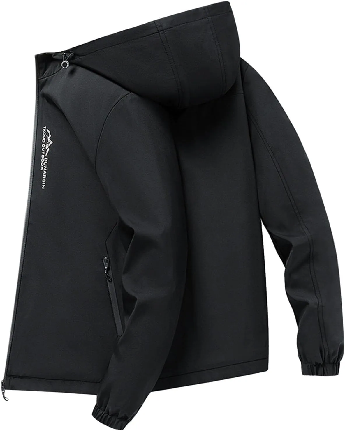 SUWBMHWE Mens Lightweight Hooded Softshell Waterproof Rain Jacket Breathable Raincoat Shell for Outdoor Mountain Hiking