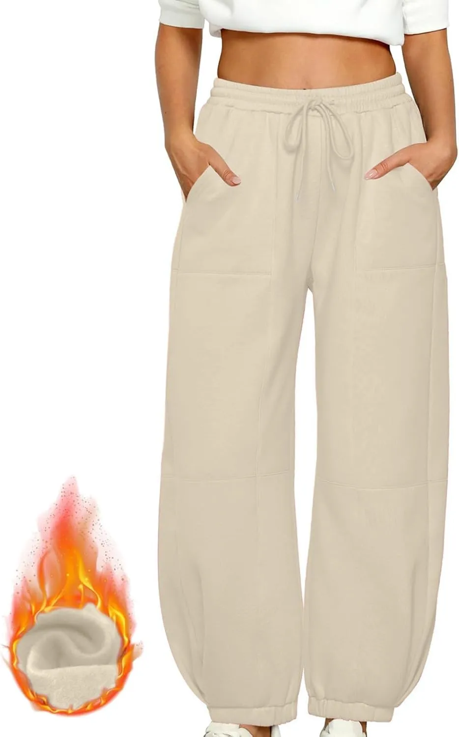 Sweatpants Women Fleece Lined Fall Workout Plus Size Pants Solid Loose Fit Elastic Waist Baggy Workout Pants Casual