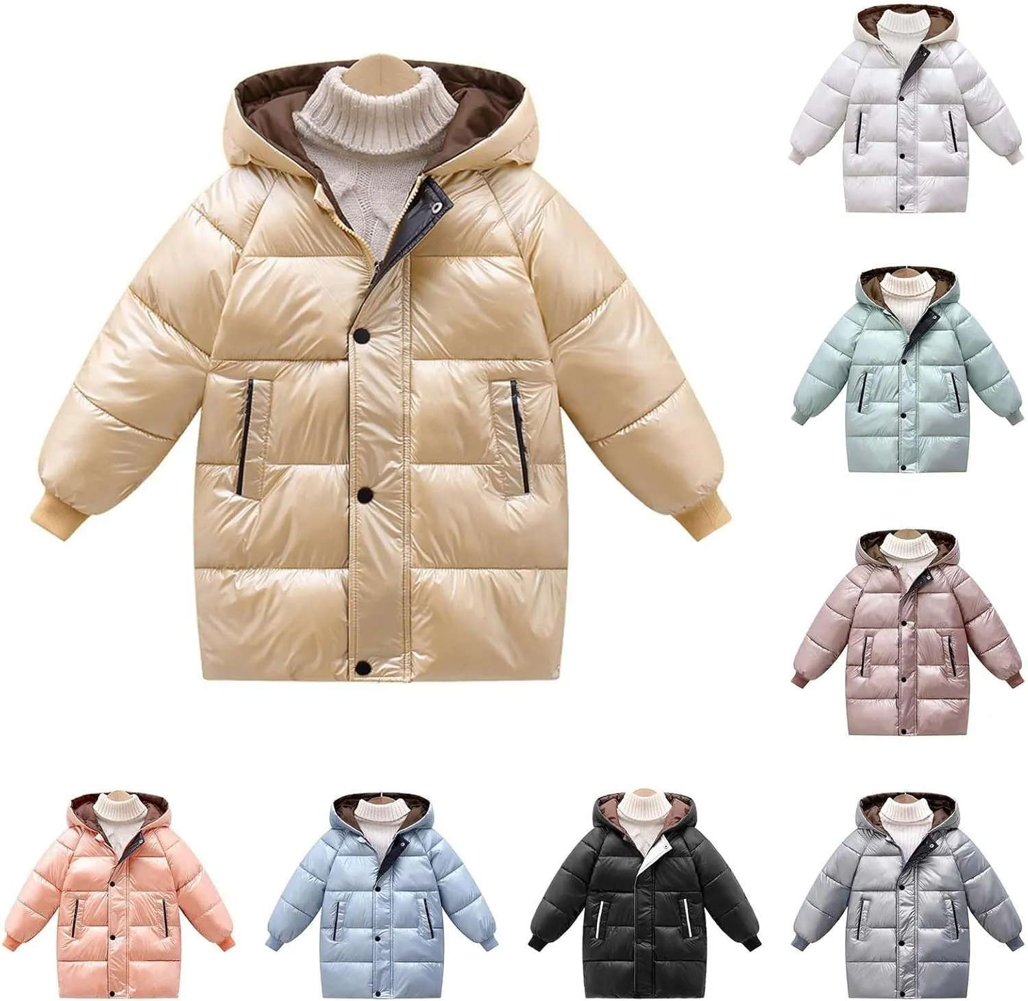 ToddlBy Toddler Kids Girl Boy Winter Coat Windproof Hooded Puffer Down Jacket Light Winter Jacket Lightweight