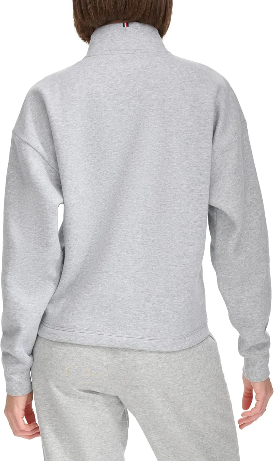 Tommy Hilfiger Women's Pockets Printed Logo Fleece Mock Neck Pullover
