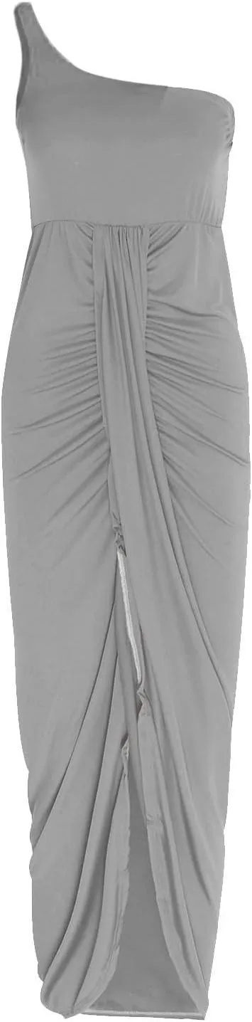 Tube Top Bodycon Long Dress for Women Sexy Elegant Tummy Control Ruched Solid Split Maxi Dress Party Evening Gowns