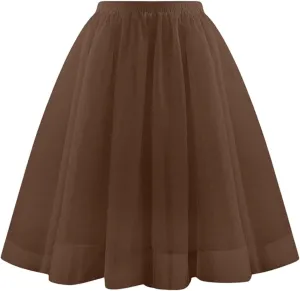 Tulle Skirts for Women High Waist Solid Pleated Tutu Skirt 50s Vintage Ballet Bubble Dance Skirts for Cosplay Party