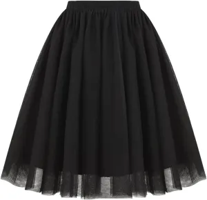 Tulle Skirts for Women High Waist Solid Pleated Tutu Skirt 50s Vintage Ballet Bubble Dance Skirts for Cosplay Party