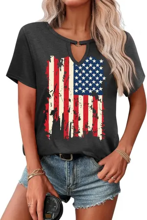 USA Flag Tee Shirt Women 4th of July Gift T Shirt Casual Short Sleeve American Proud T-Shirt Tops