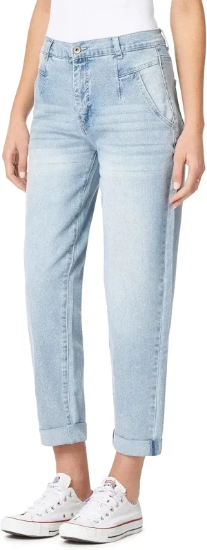 WallFlower Women's Fearless Curvy Barrel High Rise Insta Stretch Juniors Jeans