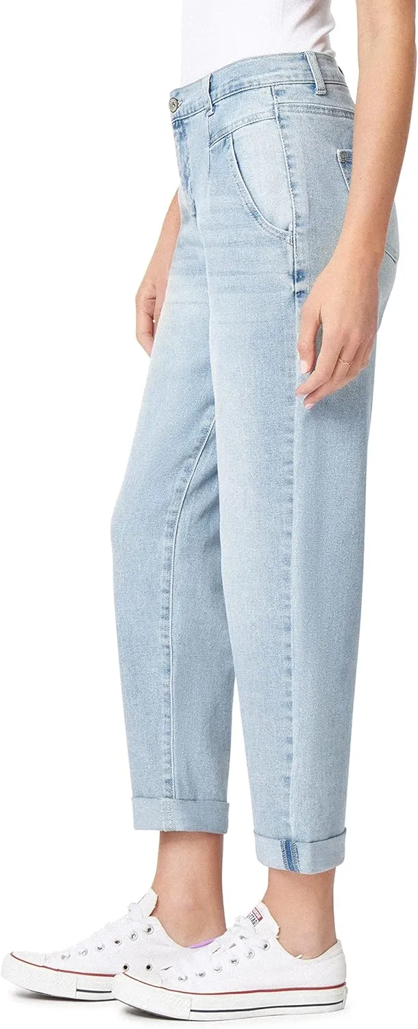 WallFlower Women's Fearless Curvy Barrel High Rise Insta Stretch Juniors Jeans