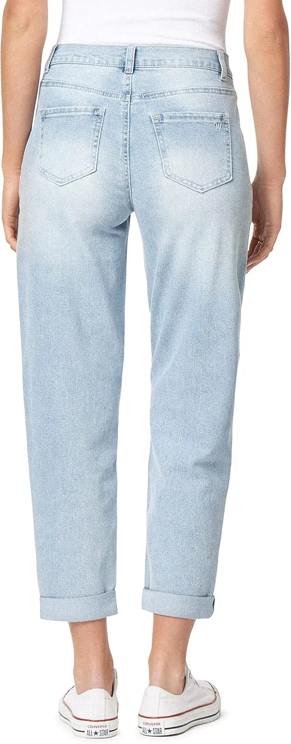 WallFlower Women's Fearless Curvy Barrel High Rise Insta Stretch Juniors Jeans