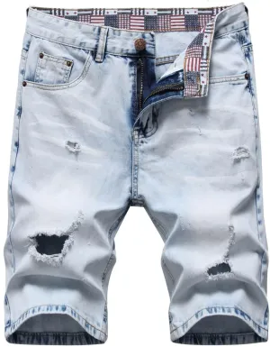 Washed Denim Shorts for Mens Casual Classic Fit Ripped Shorts Distressed Summer Jeans Shorts Workout Short Jeans Pants