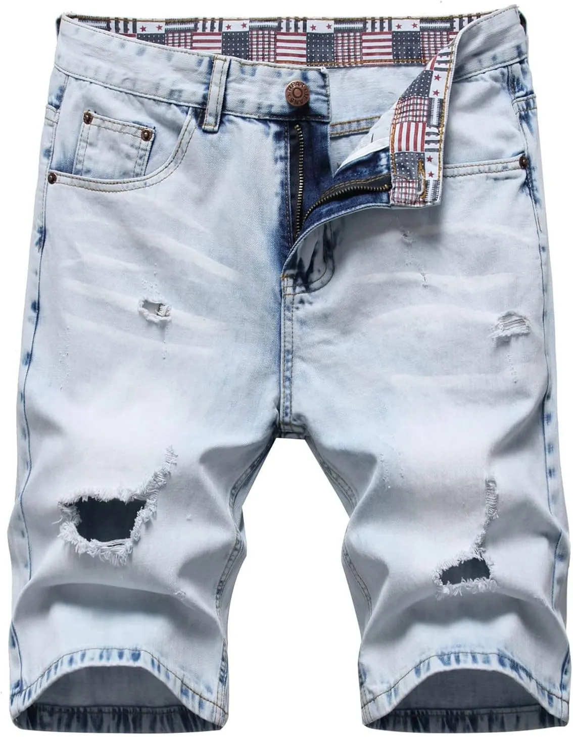 Washed Denim Shorts for Mens Casual Classic Fit Ripped Shorts Distressed Summer Jeans Shorts Workout Short Jeans Pants