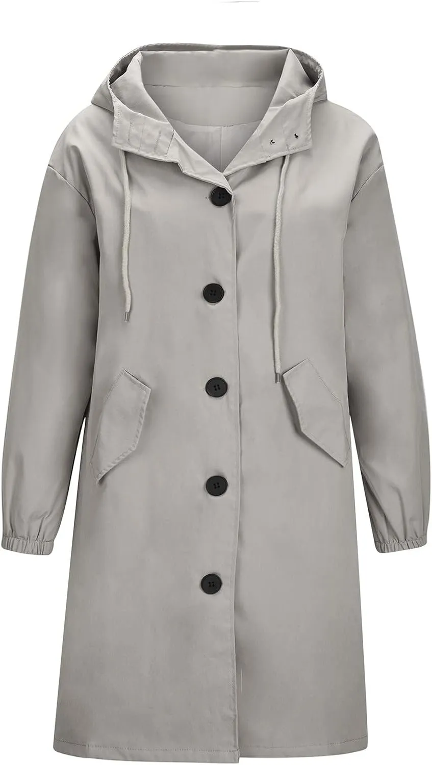 Wkishenl Fall Coats for Women 2024 Plus Size Lightweight Long Trench Jacket Casual Notched Collar Single Breasted Outerwear