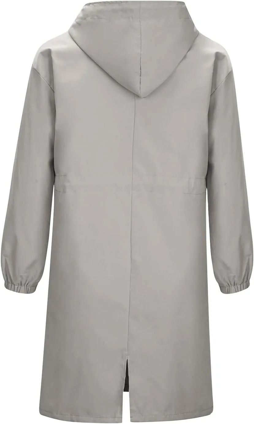 Wkishenl Fall Coats for Women 2024 Plus Size Lightweight Long Trench Jacket Casual Notched Collar Single Breasted Outerwear