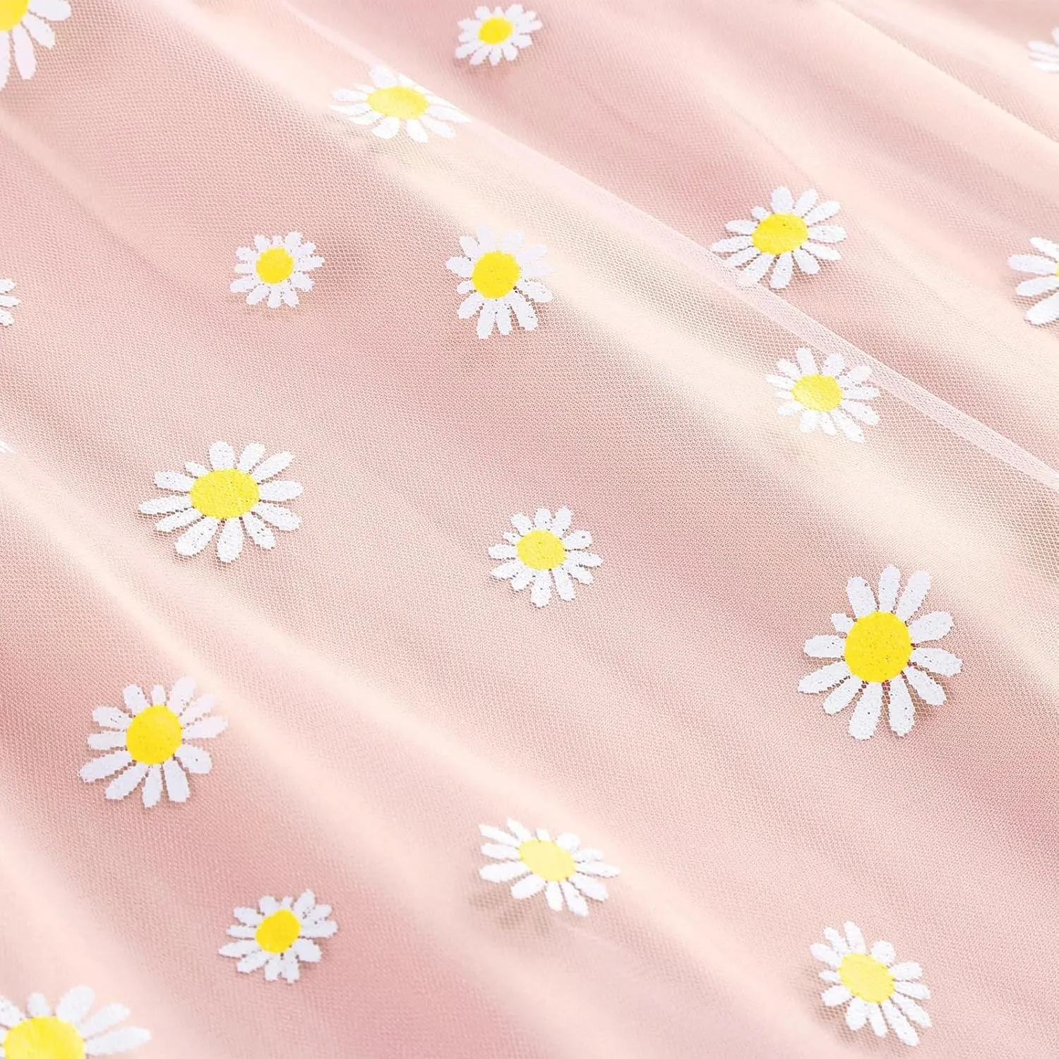 Women Daisy Embroidered Skirts Floral Mesh Casual Elastic High Waist Long Skirts Flower Swing A Line Skirts 2025