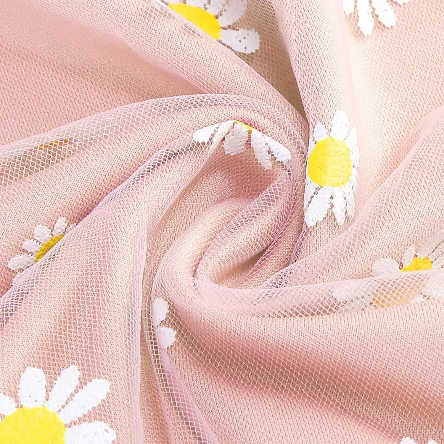 Women Daisy Embroidered Skirts Floral Mesh Casual Elastic High Waist Long Skirts Flower Swing A Line Skirts 2025