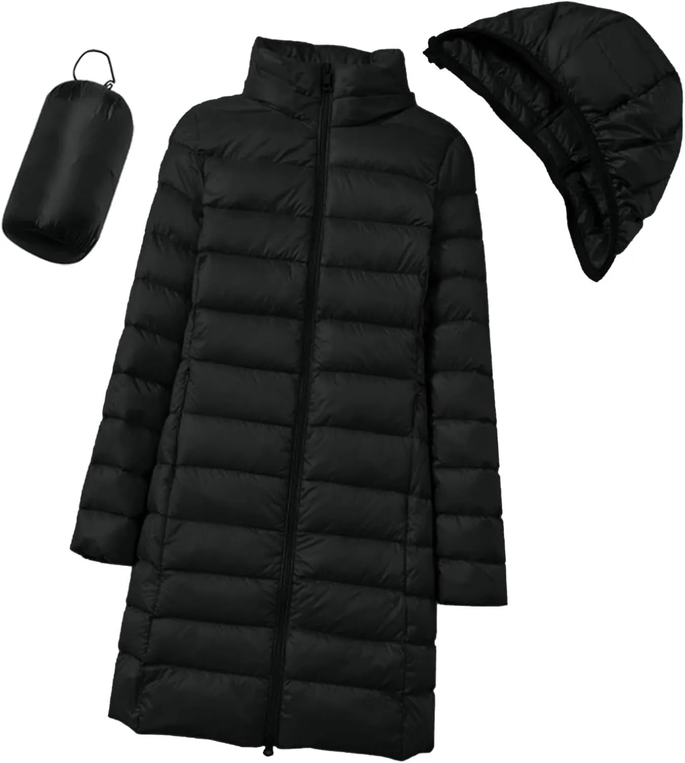 Women Puffer Jacket Reversible Fall and Winter Fashion Warm Quilted Long Hooded Padded Bubble Coat Snow Coats