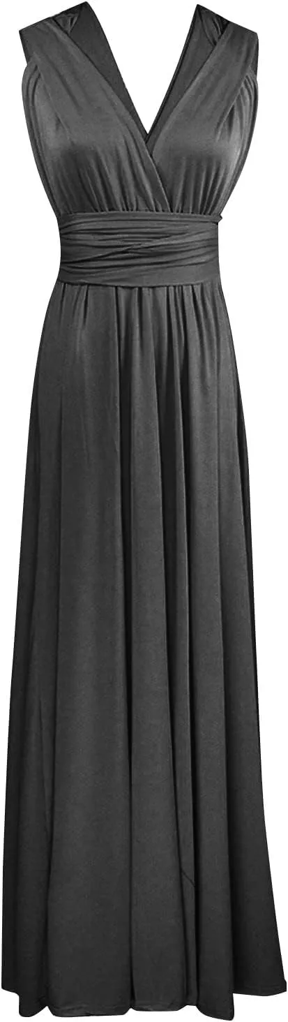 Women Strapless Tube Top Dress Summer Smocked Flowy Midi Wedding Guest Long Maxi Dress Convertible Multiway Outfits