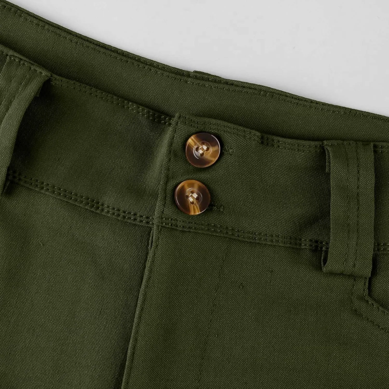 Women Stretch Twill Shorts Casual High Waisted Summer Shorts Folded Hem Chino Shorts Bermuda Shorts with Pockets