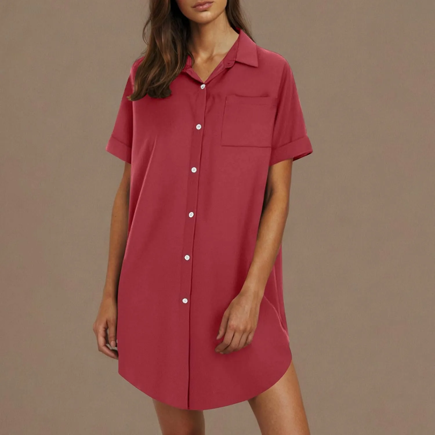 Women Summer Dress Cotton Linen Shirt Dresses Button Down Tunic Beach Cover Up Sundress Solid Lapel Baggy Dresses