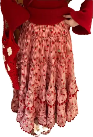 Women Sweet Skirts Ball Stretch High Waist Vintage Loose Elegant Long Skirt
