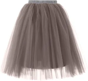 Women's 1950s Petticoat Skirts Tulle Midi Knee Length Skirt Costume Pleated Tulle Petticoat Tutu Puffy Tutu Skirt