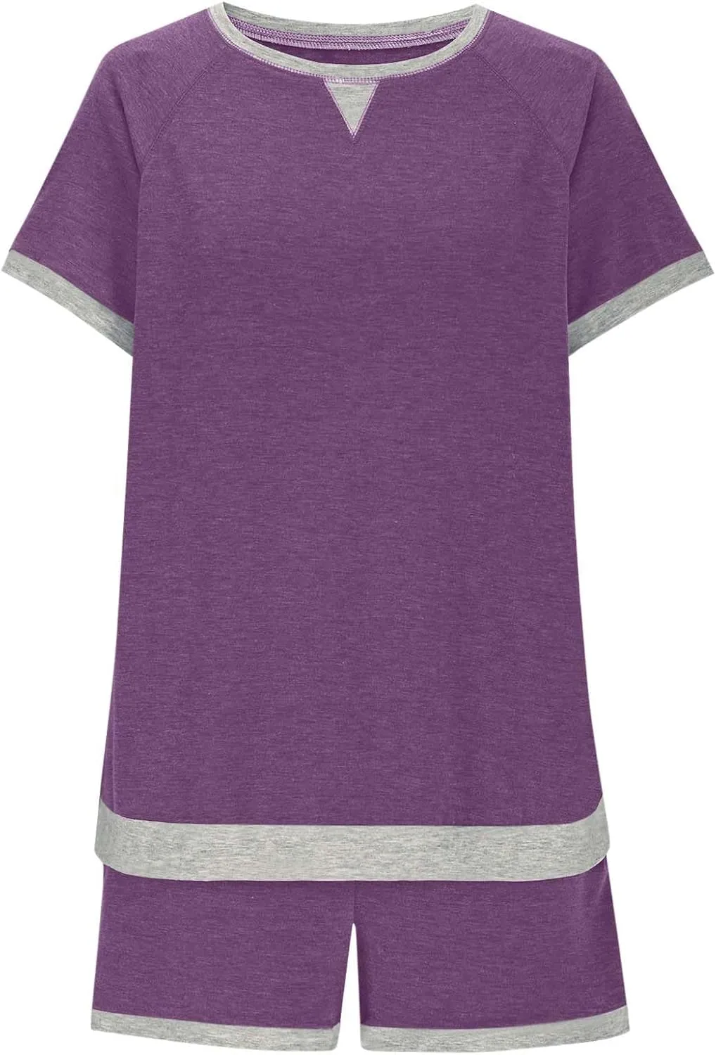 Women's 2 Piece Lounge Sets Summer Pajama Matching Outfits Short Sleeve Tops and Drawstring Shorts Soft Loungewear