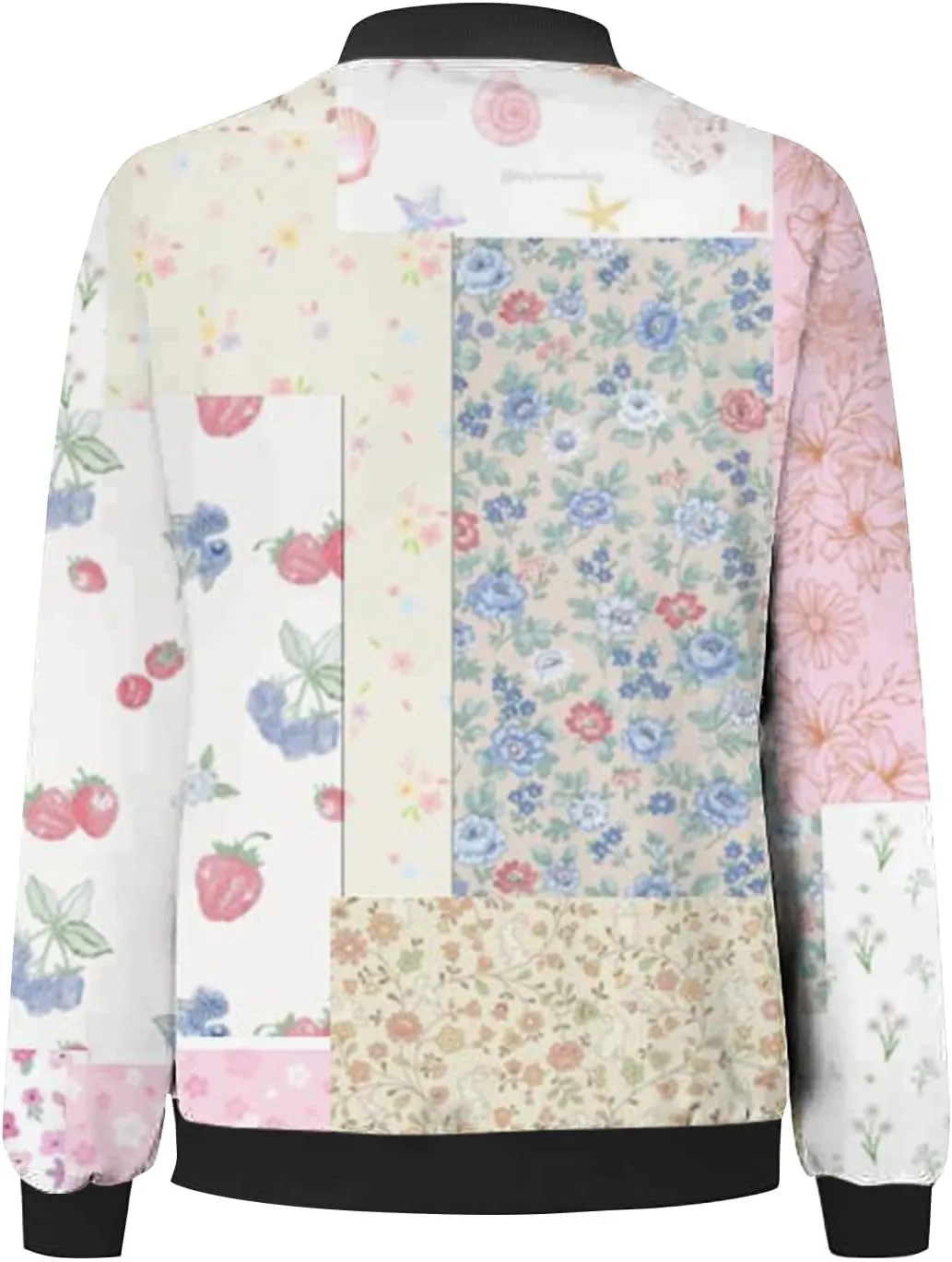 Women's Bomber Jacket 2024 Square Thin Pocket Jacket Blouse Coat Baseball Women's Casual Floral Zip Up Bomber Jacket